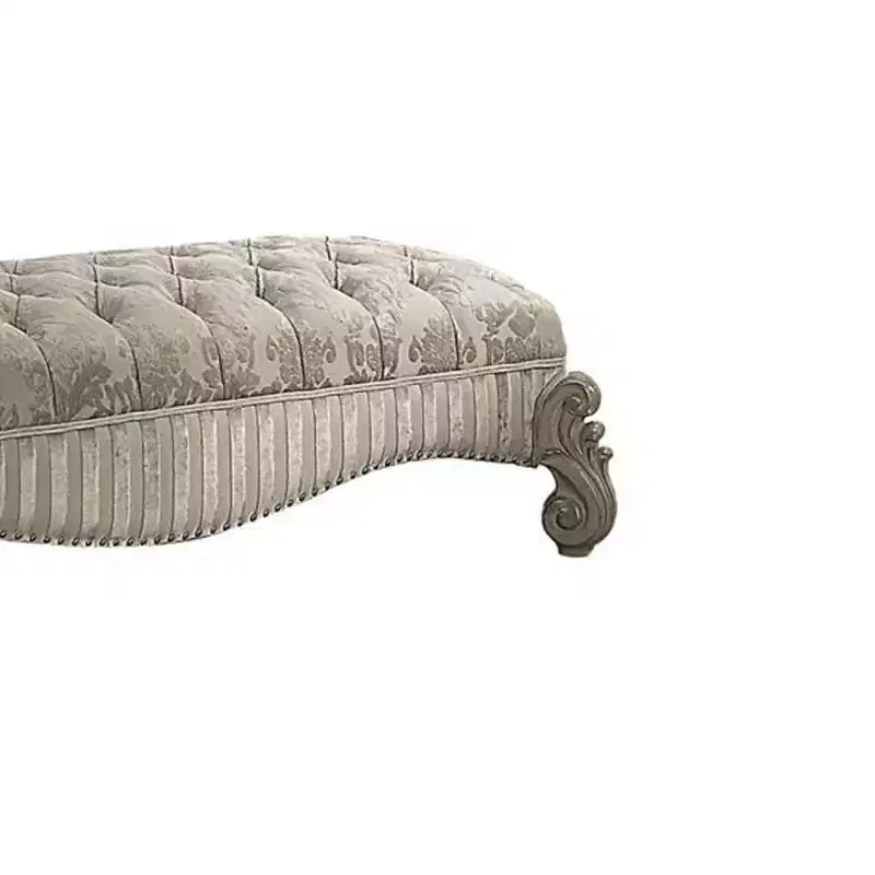 Banc en tissu 65" Versailes Ivoire/Blanc cassé - Acme Furniture