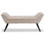 Banc Tamblin mi-siècle moderne rétro en tissu de lin capitonné - 127 cm - Beige - Baxton Studio : cadre en contreplaqué, revêtement en polyester