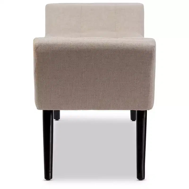 Banc Tamblin mi-siècle moderne rétro en tissu de lin capitonné - 127 cm - Beige - Baxton Studio : cadre en contreplaqué, revêtement en polyester