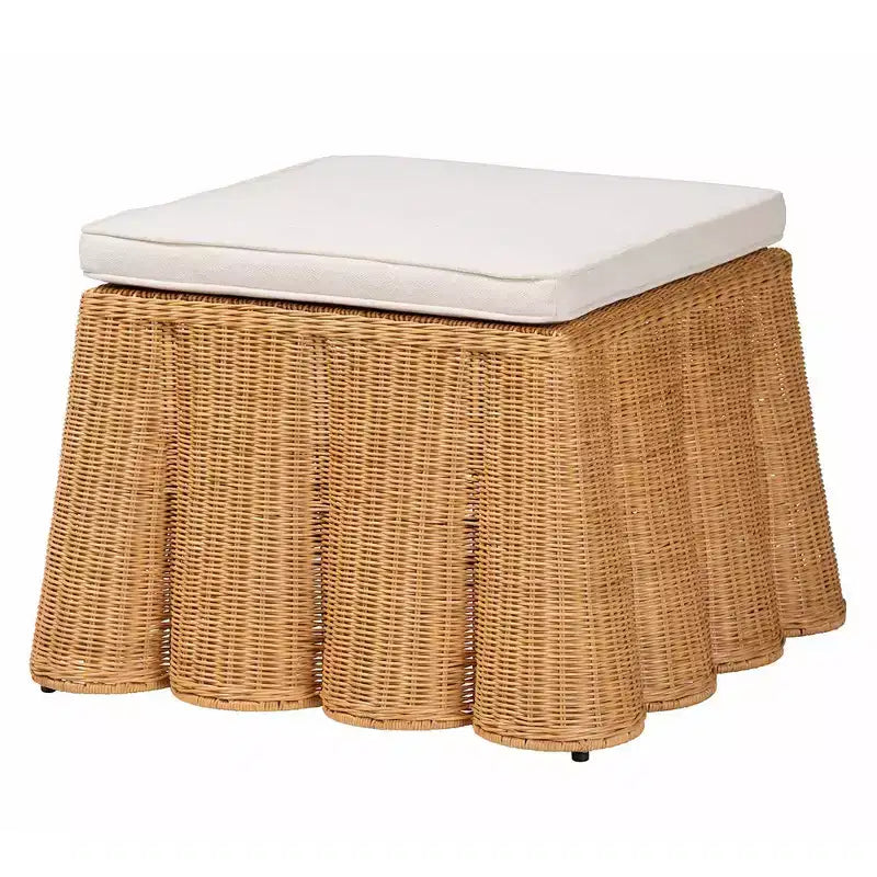 bali & pari Repose-pieds en rotin coquillage miel : Carré rembourré, aucun assemblage requis, polyester, contreplaqué