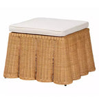 bali & pari Repose-pieds en rotin coquillage miel : Carré rembourré, aucun assemblage requis, polyester, contreplaqué