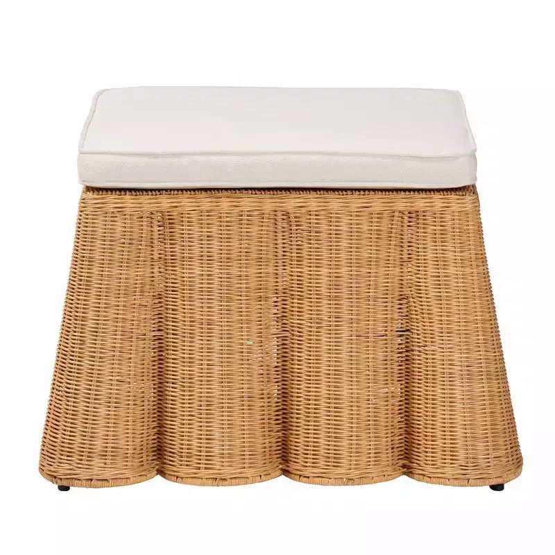bali & pari Repose-pieds en rotin coquillage miel : Carré rembourré, aucun assemblage requis, polyester, contreplaqué
