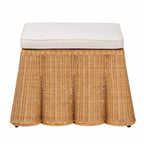 bali & pari Repose-pieds en rotin coquillage miel : Carré rembourré, aucun assemblage requis, polyester, contreplaqué