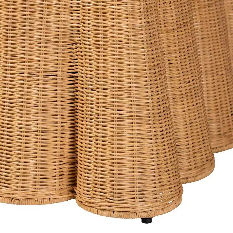 bali & pari Repose-pieds en rotin coquillage miel : Carré rembourré, aucun assemblage requis, polyester, contreplaqué