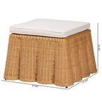 bali & pari Repose-pieds en rotin coquillage miel : Carré rembourré, aucun assemblage requis, polyester, contreplaqué