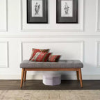 Banc rembourré Landon Acorn - Crosley : Modernisme du milieu du siècle, capitonné, cadre en bois d'hévéa, revêtement en lin, 2 places, capacité de 136 kg