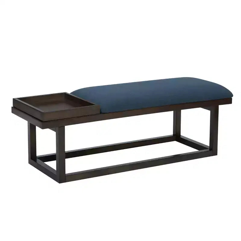 Banc de rangement rembourré moderne Lemire avec plateau : bleu marine, cadre en bois, remplissage en mousse, capacité de 136 kg, largeur de 132 cm