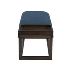 Banc de rangement rembourré moderne Lemire avec plateau : bleu marine, cadre en bois, remplissage en mousse, capacité de 136 kg, largeur de 132 cm