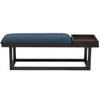 Banc de rangement rembourré moderne Lemire avec plateau : bleu marine, cadre en bois, remplissage en mousse, capacité de 136 kg, largeur de 132 cm