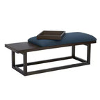 Banc de rangement rembourré moderne Lemire avec plateau : bleu marine, cadre en bois, remplissage en mousse, capacité de 136 kg, largeur de 132 cm