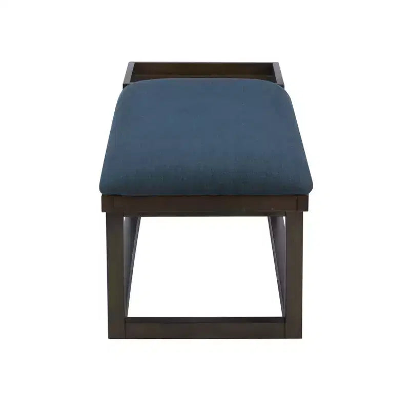 Banc de rangement rembourré moderne Lemire avec plateau : bleu marine, cadre en bois, remplissage en mousse, capacité de 136 kg, largeur de 132 cm
