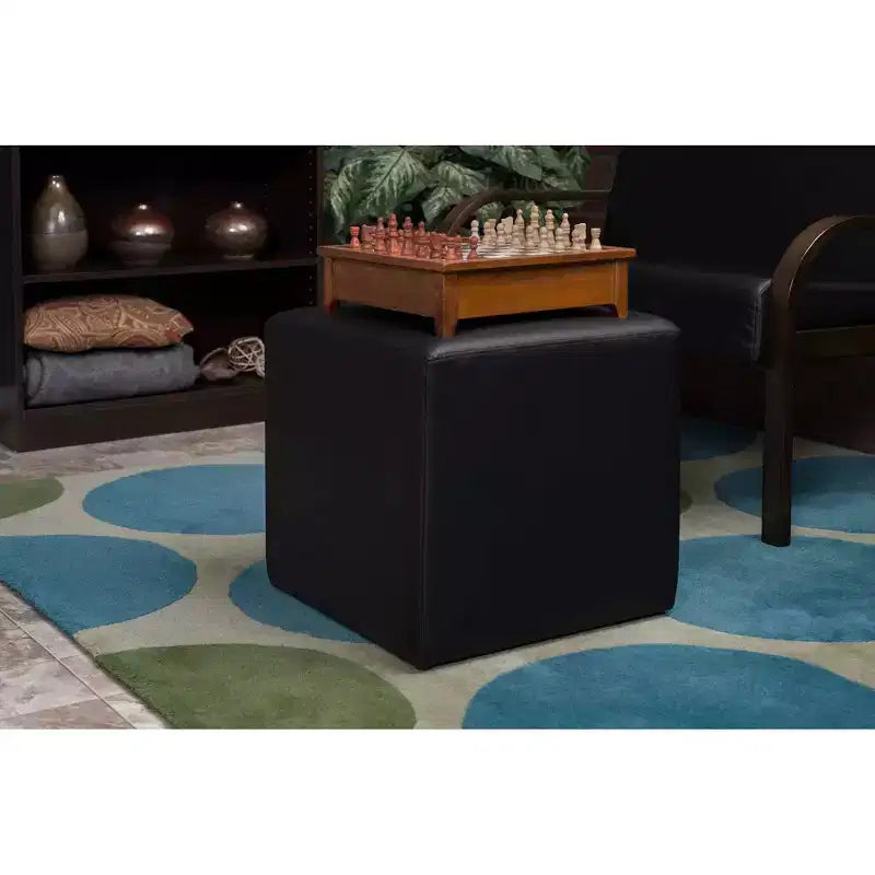 Justin Square Ottoman Noir - Regency