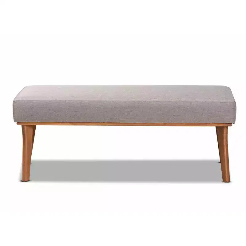 Banc de salle à manger moderne du milieu du siècle Odessa en tissu rembourré et bois Noyer/Marron - Baxton Studio : Sièges rectangulaires élégants pour 2 personnes