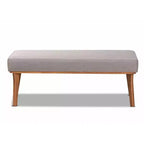 Banc de salle à manger moderne du milieu du siècle Odessa en tissu rembourré et bois Noyer/Marron - Baxton Studio : Sièges rectangulaires élégants pour 2 personnes