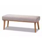 Banc de salle à manger moderne du milieu du siècle Odessa en tissu rembourré et bois Noyer/Marron - Baxton Studio : Sièges rectangulaires élégants pour 2 personnes