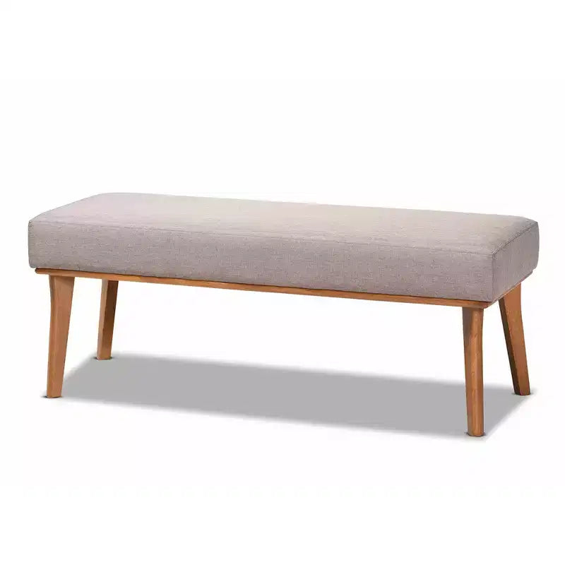 Banc de salle à manger moderne du milieu du siècle Odessa en tissu rembourré et bois Noyer/Marron - Baxton Studio : Sièges rectangulaires élégants pour 2 personnes