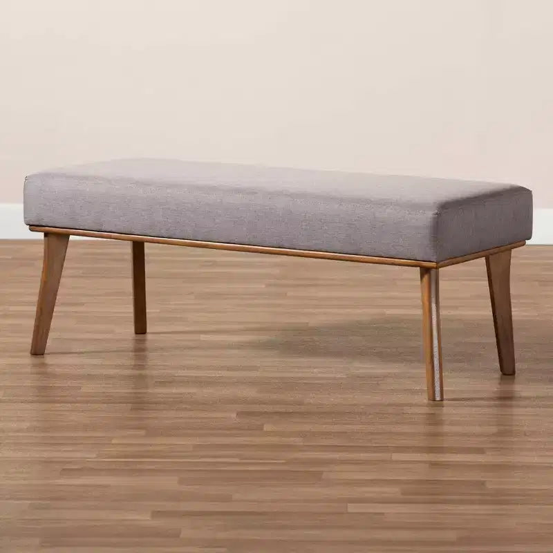 Banc de salle à manger moderne du milieu du siècle Odessa en tissu rembourré et bois Noyer/Marron - Baxton Studio : Sièges rectangulaires élégants pour 2 personnes