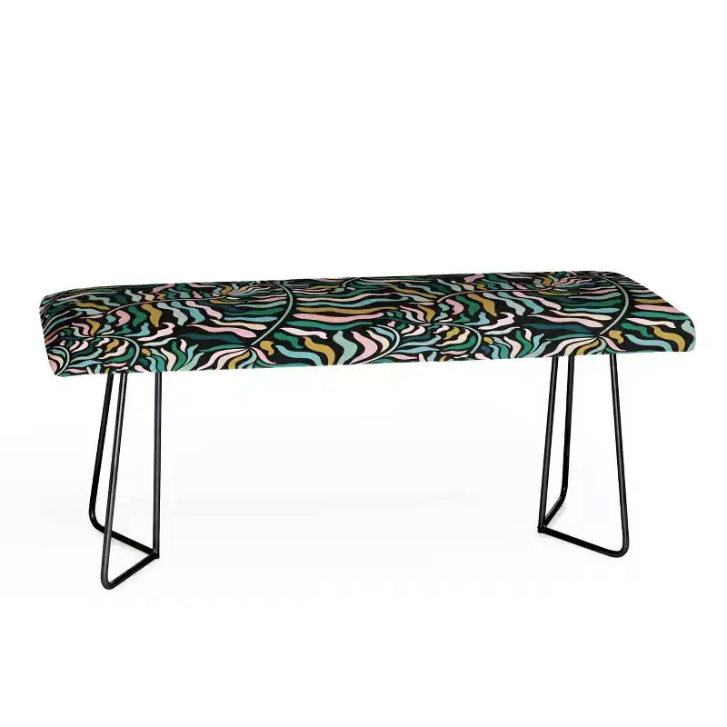 Evamatise Fleurs printanières sur banc foncé Noir - Deny Designs : Faux cuir végétalien, pieds en acier