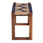 bali & pari Banc d'appoint Jerilyn bicolore en jonc de mer et bois d'acacia bleu marine/marron/marron naturel : style bohème, aucun assemblage requis