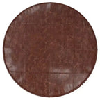Pouf de table basse ronde Darian 34 po marron vieilli - WyndenHall : Cuir de buffle véritable, aucun assemblage requis