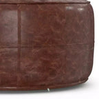 Pouf de table basse ronde Darian 34 po marron vieilli - WyndenHall : Cuir de buffle véritable, aucun assemblage requis