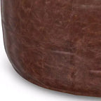 Pouf de table basse ronde Darian 34 po marron vieilli - WyndenHall : Cuir de buffle véritable, aucun assemblage requis