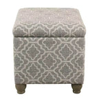 HomePop Pouf de rangement moyen Gris cendré géométrique : Repose-pieds rembourré avec pieds en bois d'hévéa