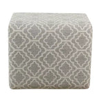 HomePop Pouf de rangement moyen Gris cendré géométrique : Repose-pieds rembourré avec pieds en bois d'hévéa