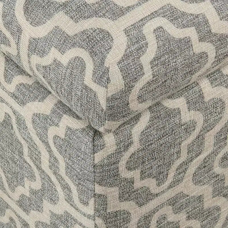 HomePop Pouf de rangement moyen Gris cendré géométrique : Repose-pieds rembourré avec pieds en bois d'hévéa