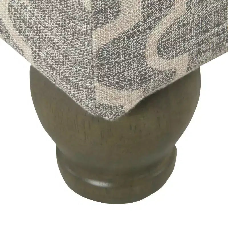 HomePop Pouf de rangement moyen Gris cendré géométrique : Repose-pieds rembourré avec pieds en bois d'hévéa