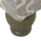 HomePop Pouf de rangement moyen Gris cendré géométrique : Repose-pieds rembourré avec pieds en bois d'hévéa