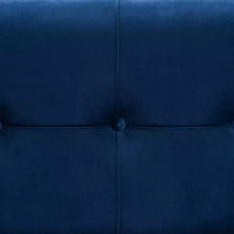Parker Banc de rangement ottoman en velours et métal bleu/doré – Baxton Studio : Banc rectangulaire avec motif nœud