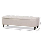 Banc de rangement en bois fini rembourré en tissu Brette, ottoman crème - Baxton Studio : Milieu du siècle moderne, capitonné, couvercle relevable.