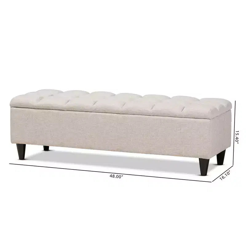 Banc de rangement en bois fini rembourré en tissu Brette, ottoman crème - Baxton Studio : Milieu du siècle moderne, capitonné, couvercle relevable.