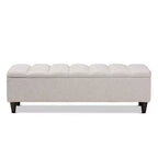 Banc de rangement en bois fini rembourré en tissu Brette, ottoman crème - Baxton Studio : Milieu du siècle moderne, capitonné, couvercle relevable.