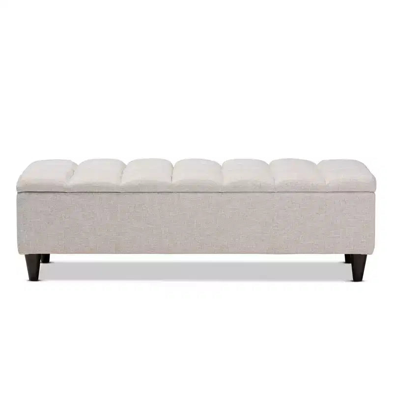 Banc de rangement en bois fini rembourré en tissu Brette, ottoman crème - Baxton Studio : Milieu du siècle moderne, capitonné, couvercle relevable.