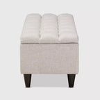 Banc de rangement en bois fini rembourré en tissu Brette, ottoman crème - Baxton Studio : Milieu du siècle moderne, capitonné, couvercle relevable.