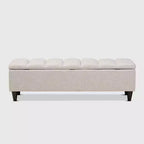Banc de rangement en bois fini rembourré en tissu Brette, ottoman crème - Baxton Studio : Milieu du siècle moderne, capitonné, couvercle relevable.