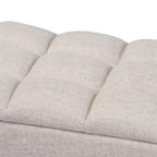 Banc de rangement en bois fini rembourré en tissu Brette, ottoman crème - Baxton Studio : Milieu du siècle moderne, capitonné, couvercle relevable.