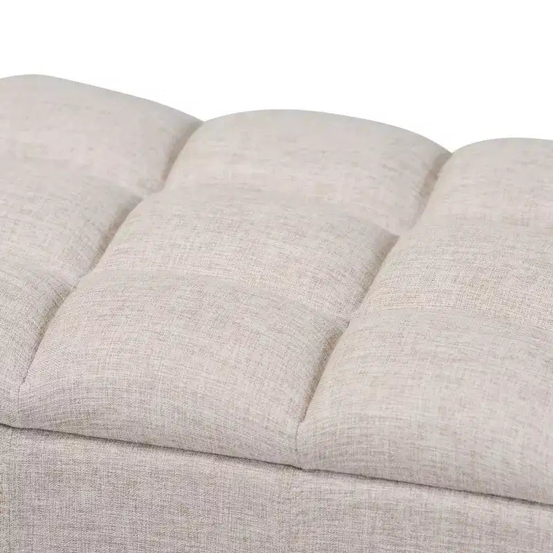 Banc de rangement en bois fini rembourré en tissu Brette, ottoman crème - Baxton Studio : Milieu du siècle moderne, capitonné, couvercle relevable.
