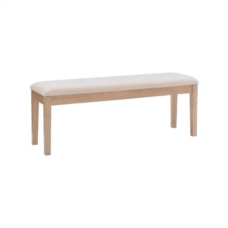 Banc Darden naturel - Powell : Structure en bois d'hévéa, banquette capitonnée pour entrée et ottoman, assise rembourrée