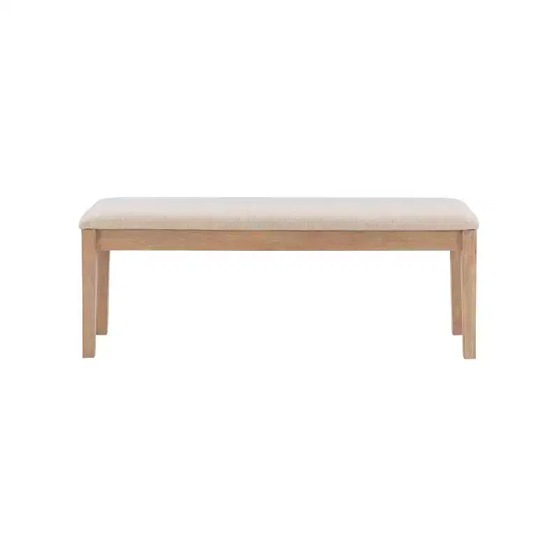 Banc Darden naturel - Powell : Structure en bois d'hévéa, banquette capitonnée pour entrée et ottoman, assise rembourrée