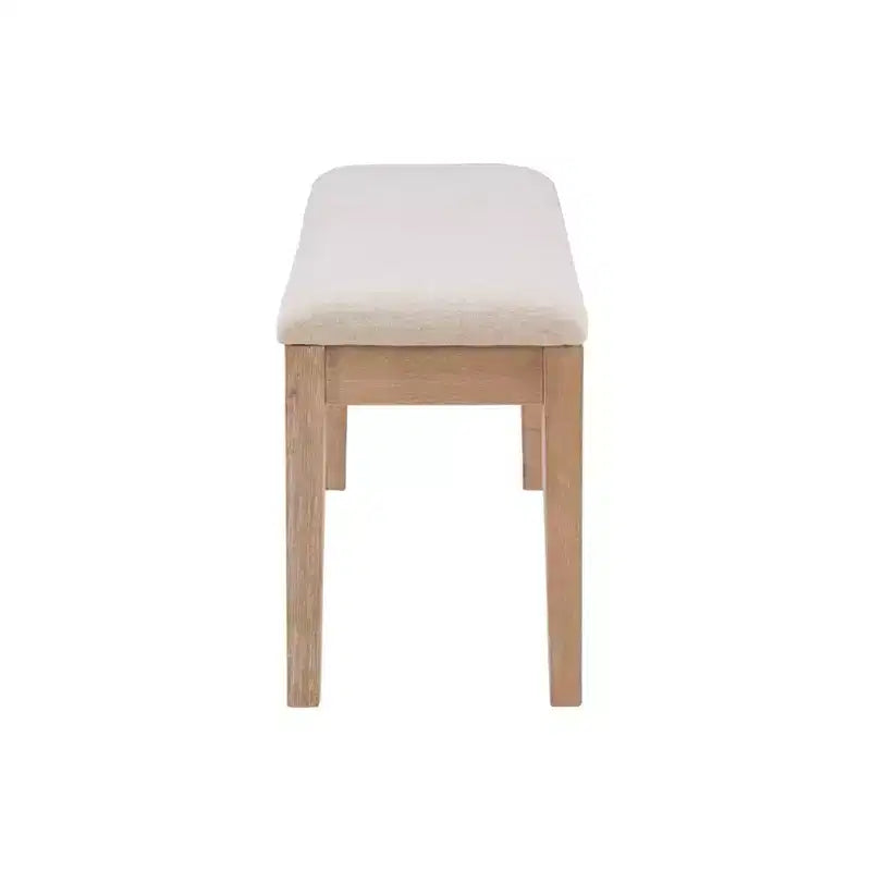 Banc Darden naturel - Powell : Structure en bois d'hévéa, banquette capitonnée pour entrée et ottoman, assise rembourrée