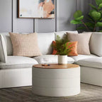 Pouf Ottoman Cocktail de Rangement Rembourré avec Plateau Bouclé Crème/Blanc - Threshold™