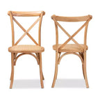 Lot de 2 chaises de salle à manger Tartan en rotin tressé et bois marron - Baxton Studio : Structure en hêtre, aucun assemblage requis