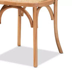 Lot de 2 chaises de salle à manger Tartan en rotin tressé et bois marron - Baxton Studio : Structure en hêtre, aucun assemblage requis