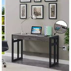 Bureau Monterey 47" avec station de charge gris/noir patiné - Breighton Home : poste de travail avec étagère de rangement