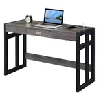 Bureau Monterey 47" avec station de charge gris/noir patiné - Breighton Home : poste de travail avec étagère de rangement