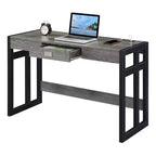 Bureau Monterey 47" avec station de charge gris/noir patiné - Breighton Home : poste de travail avec étagère de rangement