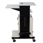 Chariot de présentation Premium Plus avec armoire et étagères réglables - Hampden Furnishings : Support mobile pour équipement audiovisuel